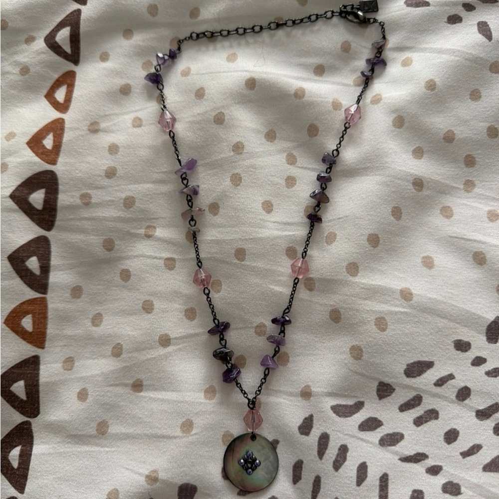 Amethyst adorned  Pendant Necklace - Unbranded